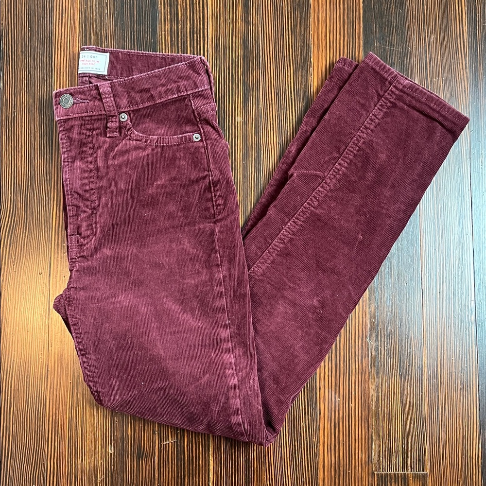 GAP High Rise Corduroy Pants in Deep Red